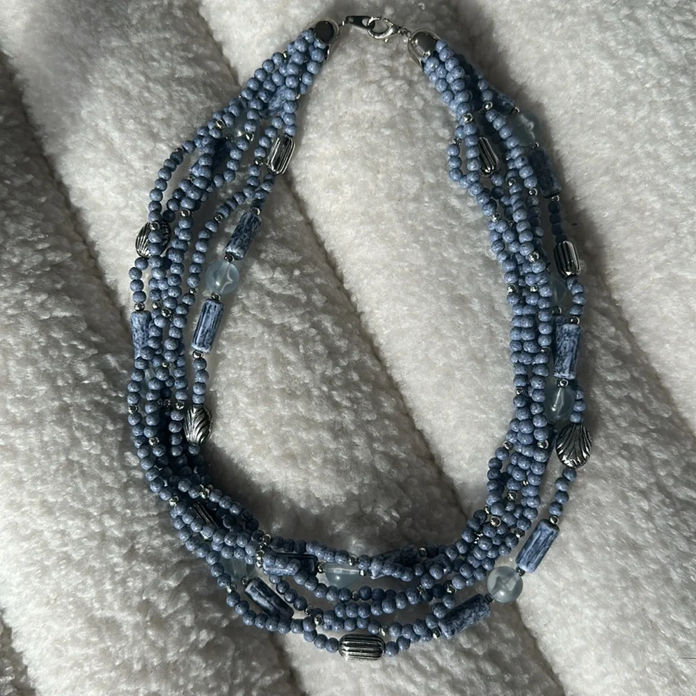Vintage Blue multistranded necklace - Picture 5 of 5